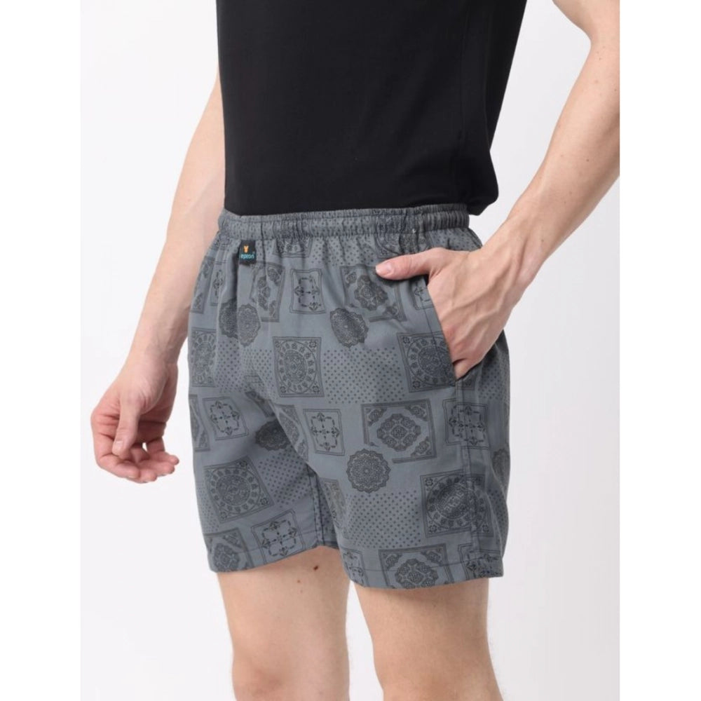Multicolor polycotton men's boxer shorts with printed design, inner elastic waistband