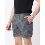 Multicolor polycotton men's boxer shorts with printed design, inner elastic waistband