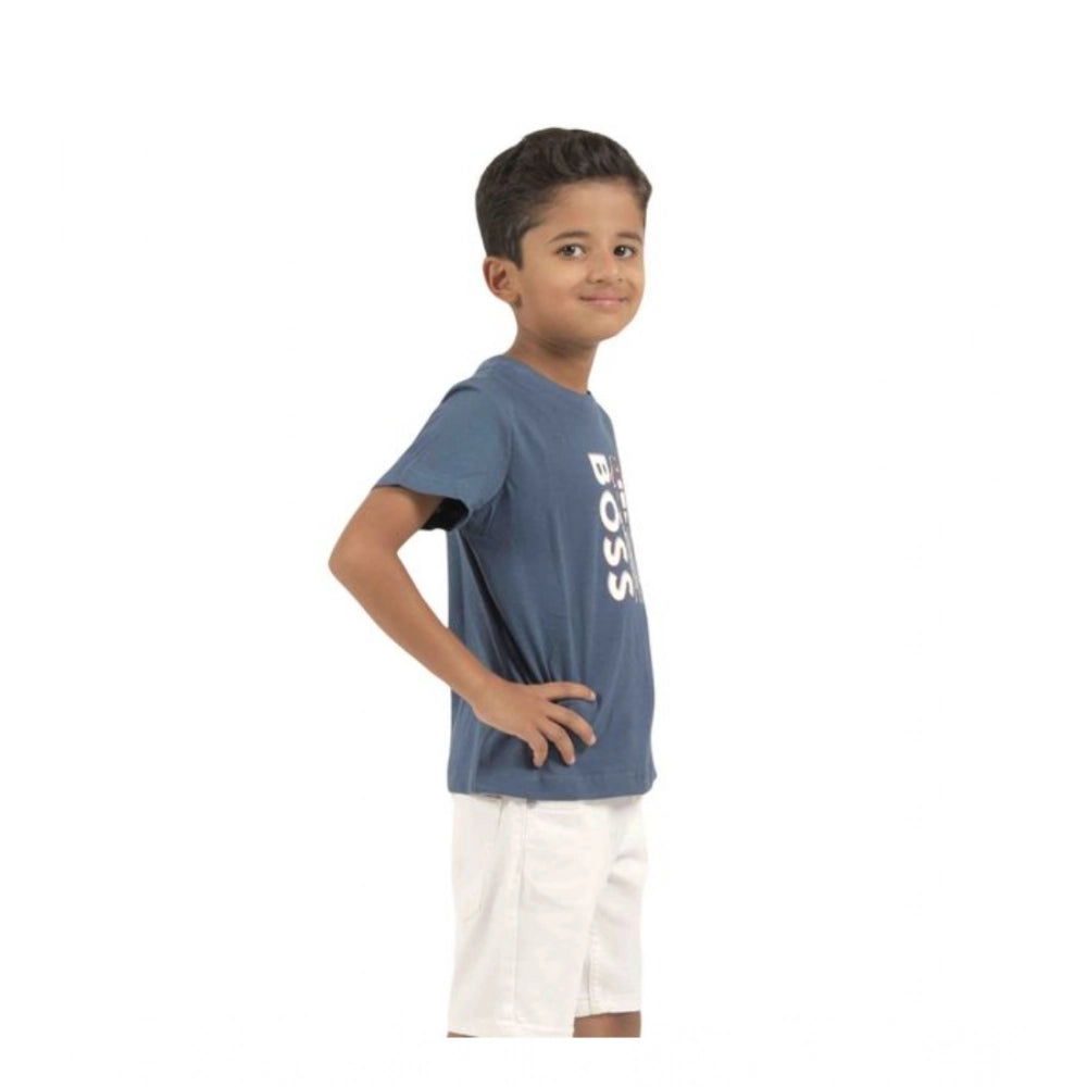 Multi-colored cotton printed boy's t-shirts, pack of 2 with crew neck & short sleeves