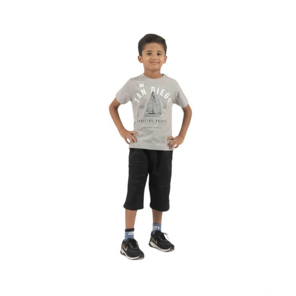 Multi-colored cotton boy's short sleeve t-shirt set, pack of 3 with crew neck design