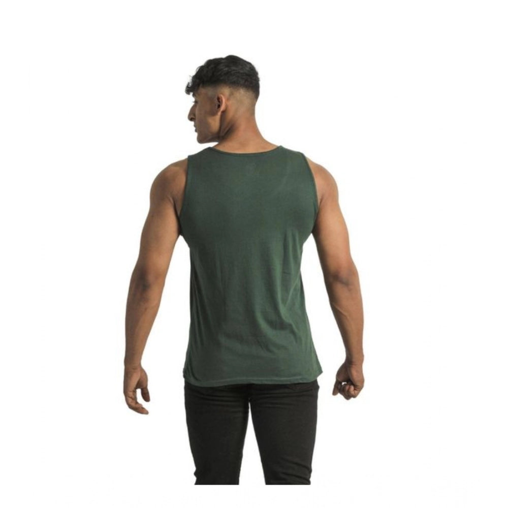 Men's multicolor printed sleeveless cotton t-shirts (pack of 2), crew neck design, casual wear on hanger