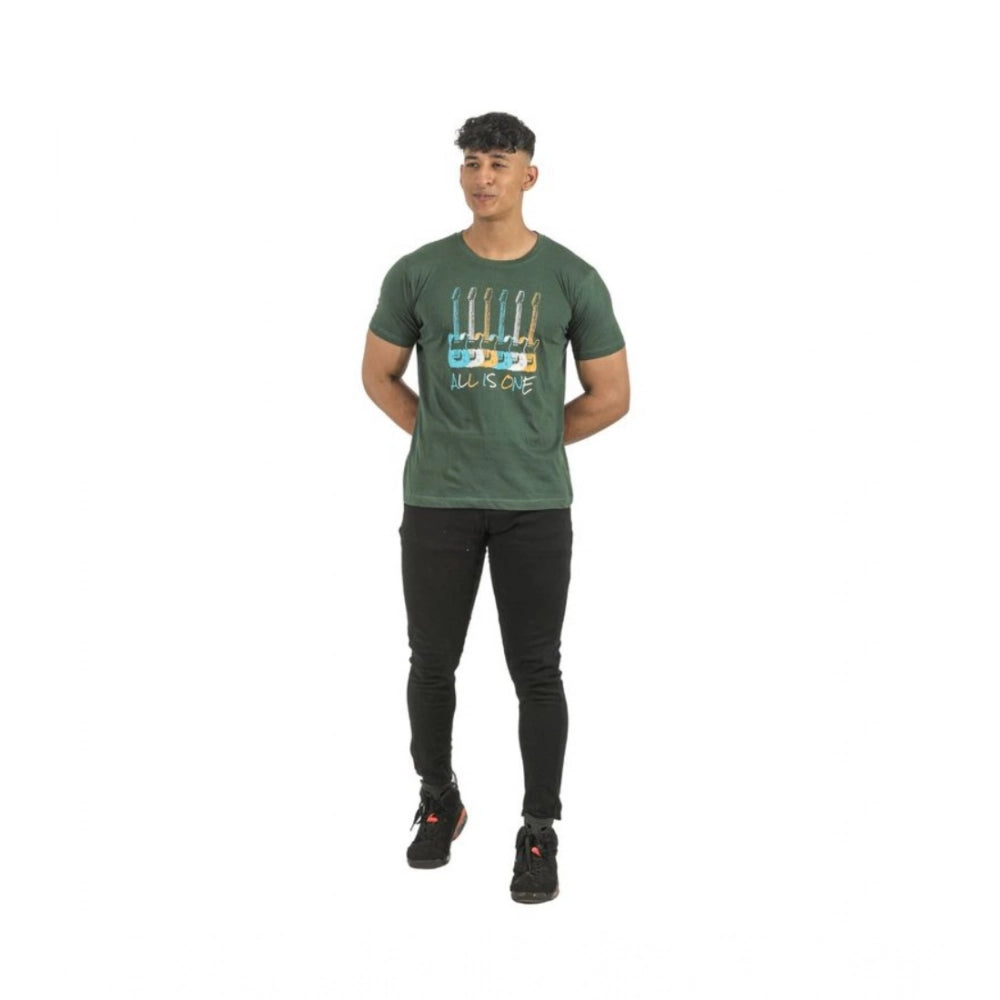 Multicolor men's casual cotton printed short sleeve t-shirts (pack of 2), crew neck, vibrant design on display