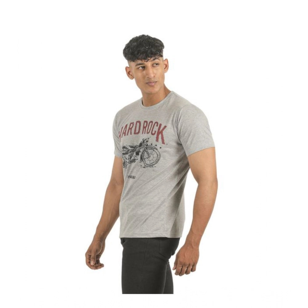 Men's multicolor printed cotton short sleeve t-shirts (pack of 2), crew neck style on display rack
