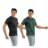 Men's multicolor polyester blend solid short sleeve t-shirts (pack of 2), crew neck style for casual wear