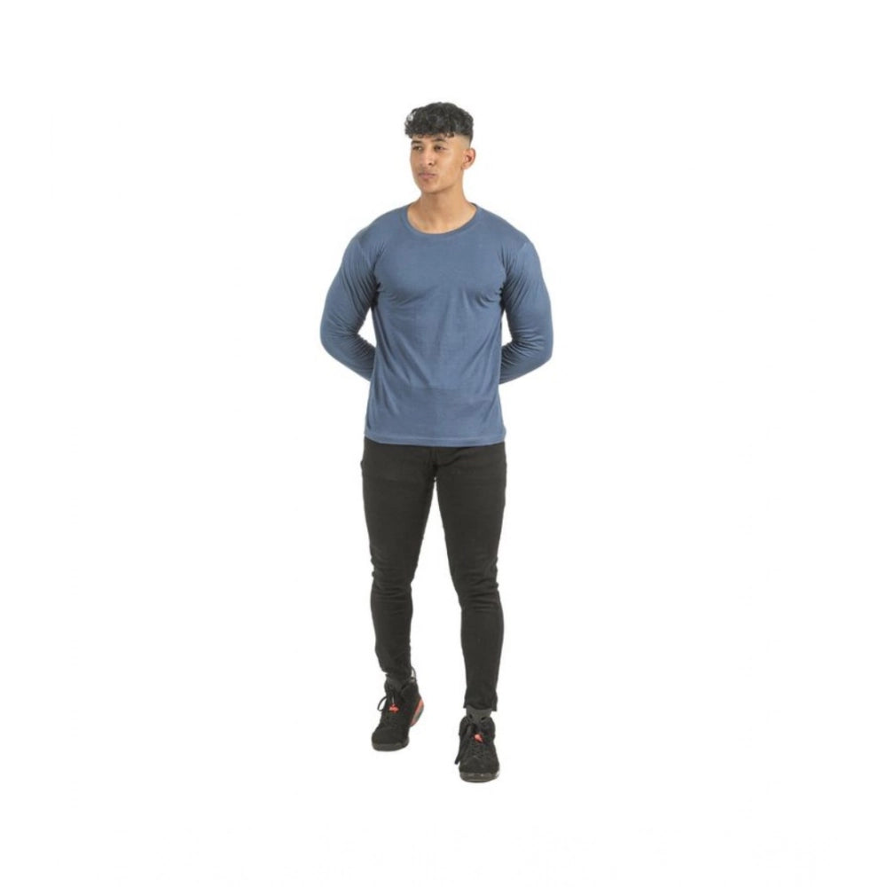 Multicolor men's casual cotton solid full sleeve t-shirts, crew neck - pack of 2