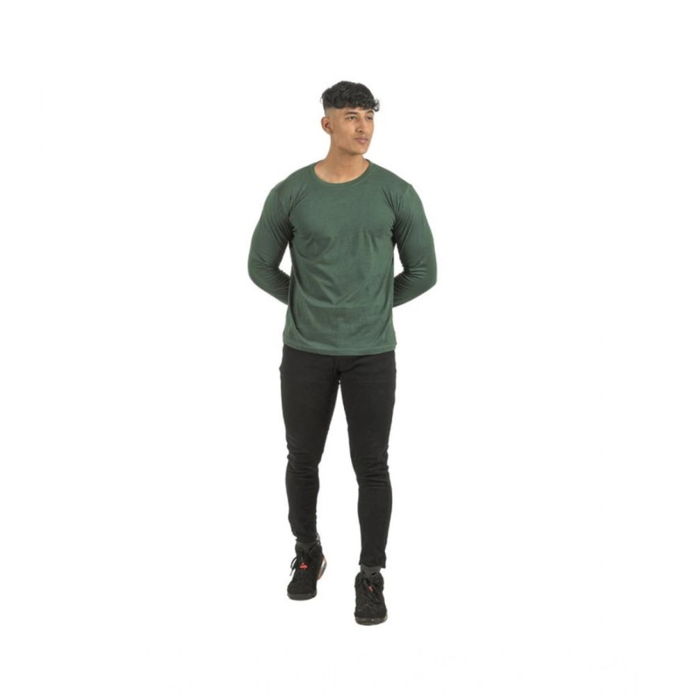 Men's multicolor cotton solid full sleeve t-shirts pack, crew neck style - casual wear on model