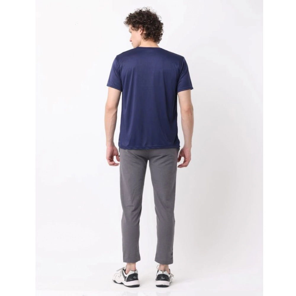 Multicolor men's polyester blend casual short sleeve t-shirts pack, solid design with crew neck and short sleeves