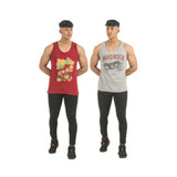 Multi-colored men's cotton printed sleeveless tees (pack of 2), crew neck, casual wear for summer