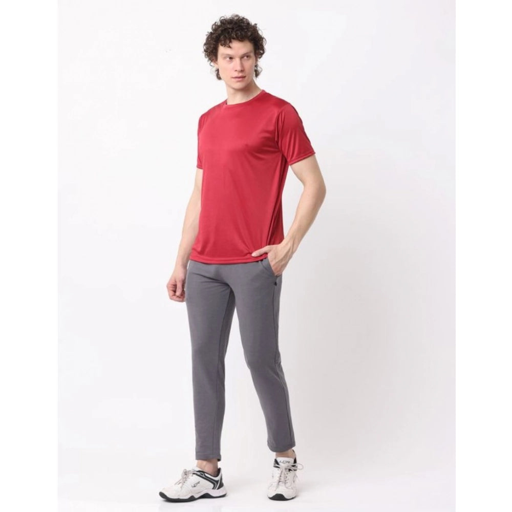 Men's multicolor polyester blend casual short sleeve t-shirts (pack of 2), solid pattern with crew neck design