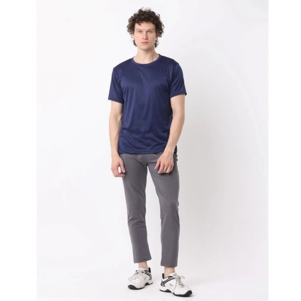 Men's multicolor polyester blend casual short sleeve t-shirts (pack of 2), crew neck style with solid pattern