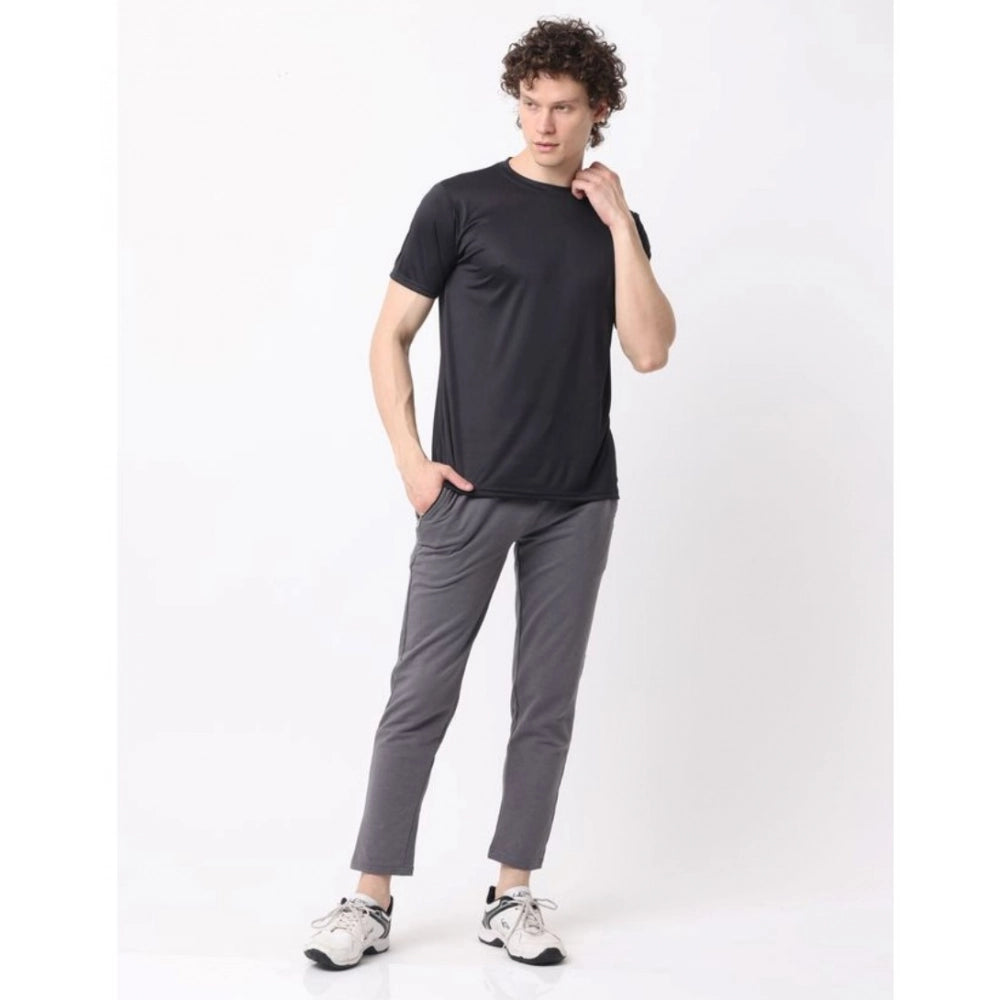 Multicolor men's polyester blend casual short sleeve t-shirts (pack of 2), solid design with crew neck