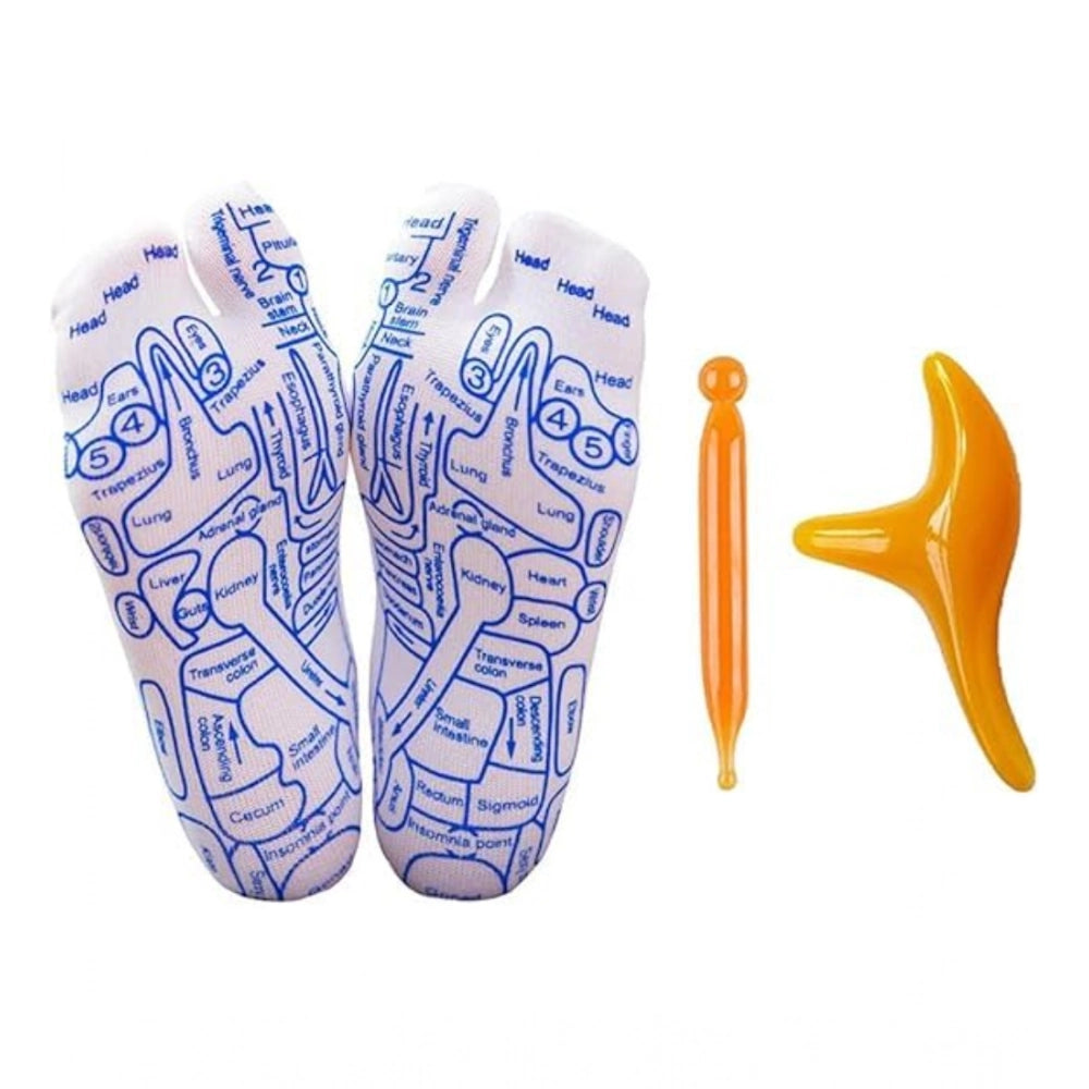 White cotton acupressure reflexology socks for tired feet physiotherapy massage