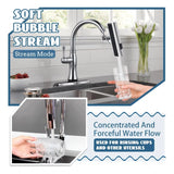 Silver plastic waterfall kitchen tap with anti-splash feature, 4-in-1 design for bathroom sink