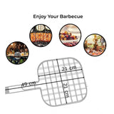 Steel portable stainless steel grill with handle, square shape (Black) - BBQ tool for outdoor cooking events