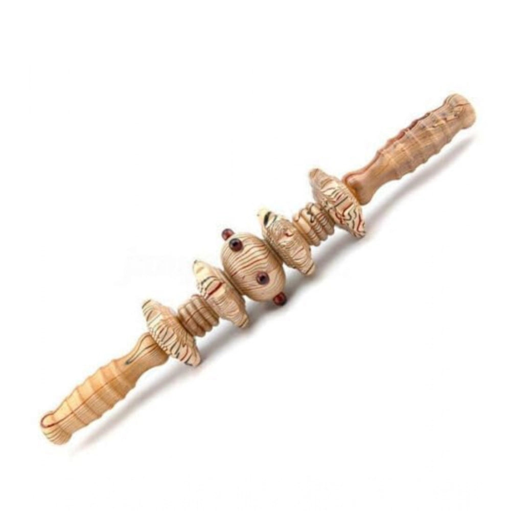 Wood gua sha roller with 7 wheels, perfect for facial massage and trigger point relief