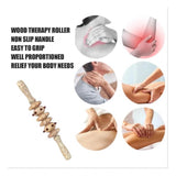 Wood massage roller with 6 wheels for body therapy, ideal for Gua Sha technique