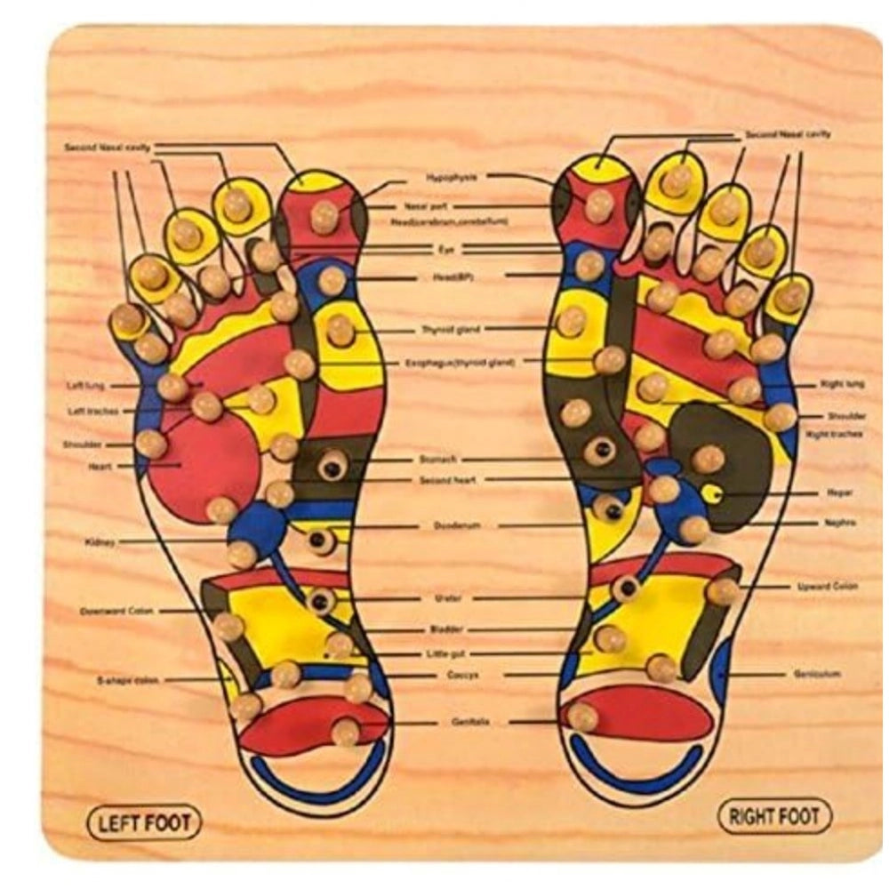 Wood point foot massager for reflexology, 30-point stress relief tool
