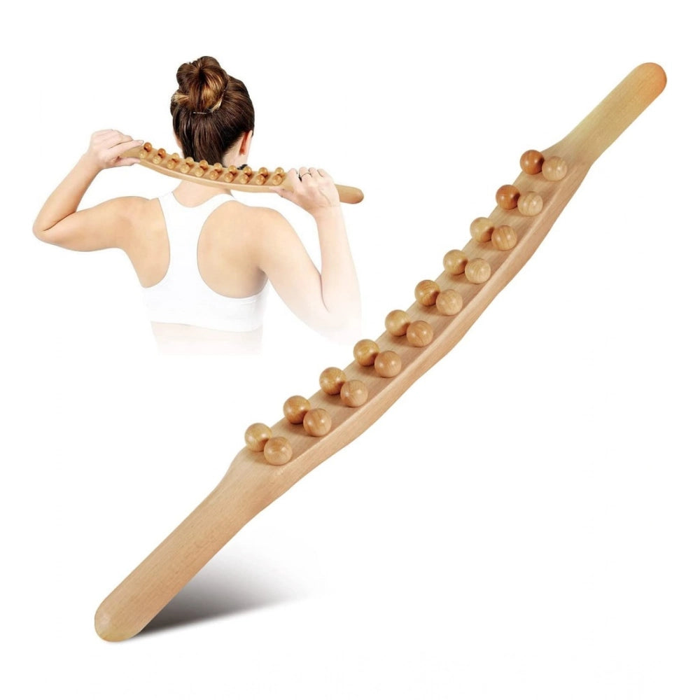 Wooden double row Gua Sha massager for muscle relief, natural wood material