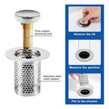 Steel drain filter pop-up sink, silver stainless steel hair catcher for kitchen sink
