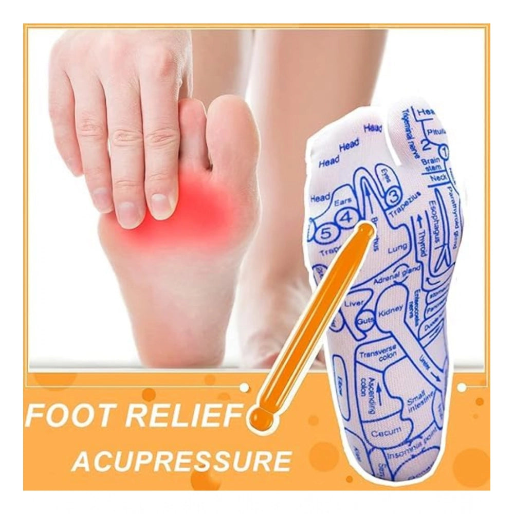 White cotton acupressure reflexology socks for tired feet physiotherapy massage relief