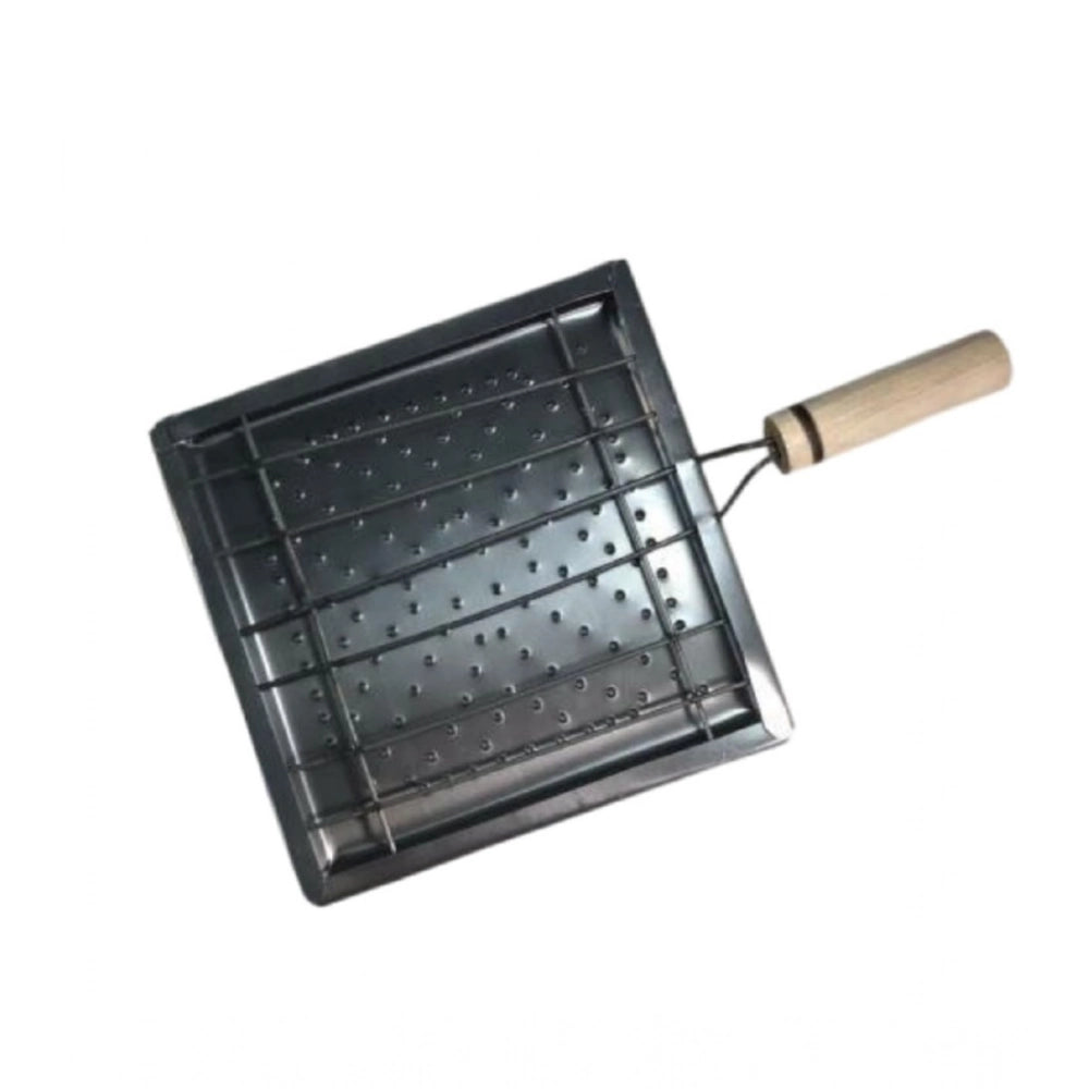 Steel black square stainless steel papad jali BBQ toaster for Paneer grill and roti making, kitchen appliance on countertop