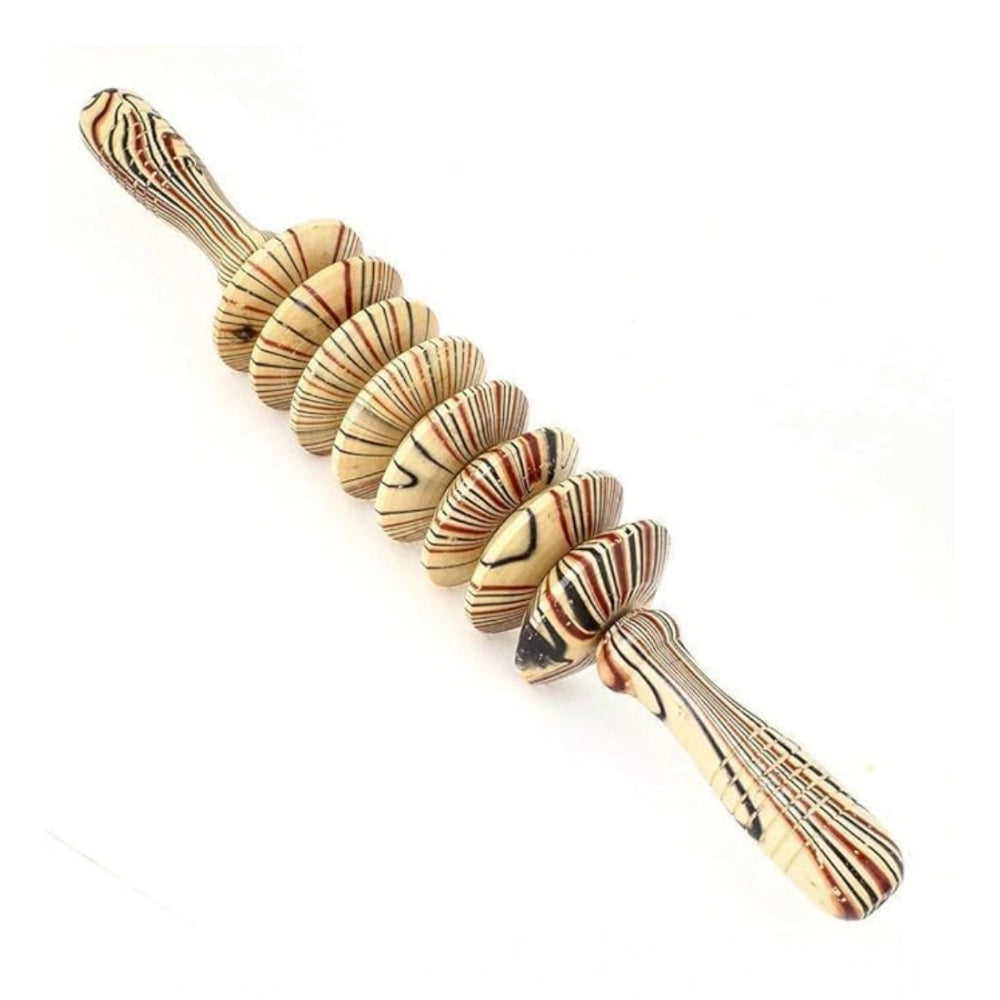Wood roller Gua Sha massager for muscle fitness, 8 wheels trigger points relief