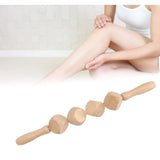 Wood 4-ball body roller massager stick for body fitness, wooden color