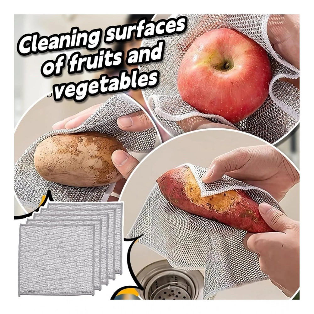 12Pcs Silver Cotton Dishwashing Rags, soft and durable, ideal for cleaning.