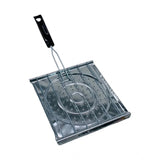 Black steel toaster grill with foldable handle, easy for stainless steel BBQ cooking