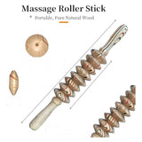 Wood roller Gua Sha muscle massager, 8 wheels for trigger points relief, fitness kit