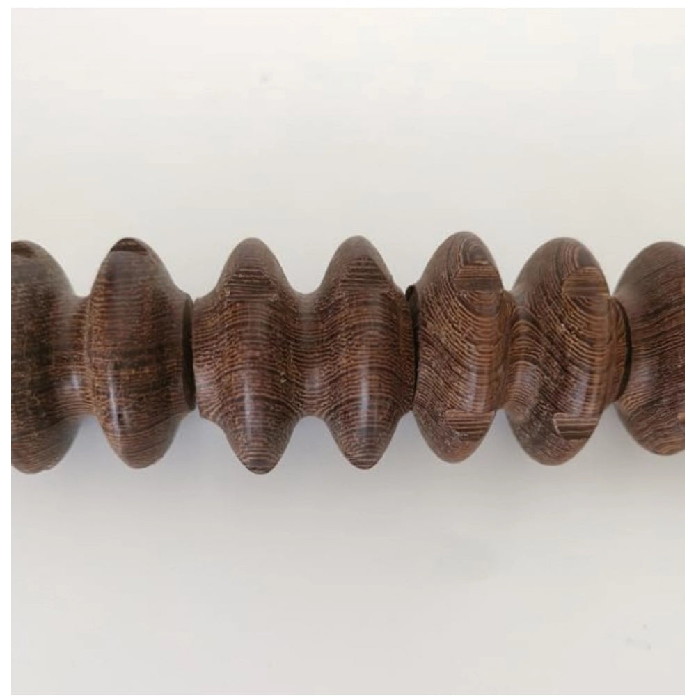 Brown wood wheel roller scraping tool for trigger point muscle relief, gua sha therapy tool
