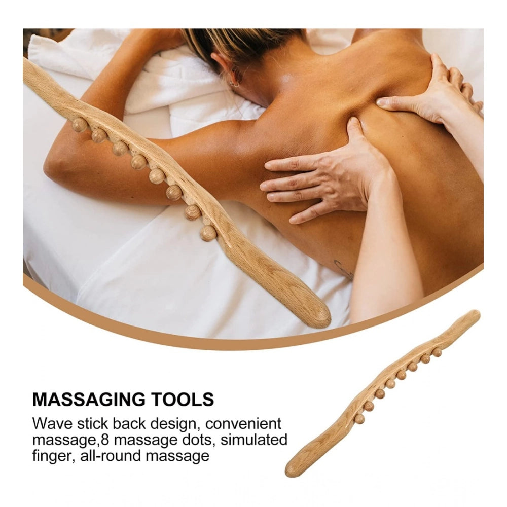 Wood Gua Sha massager therapy tool, manual 8 beads for facial massage roller, wood material