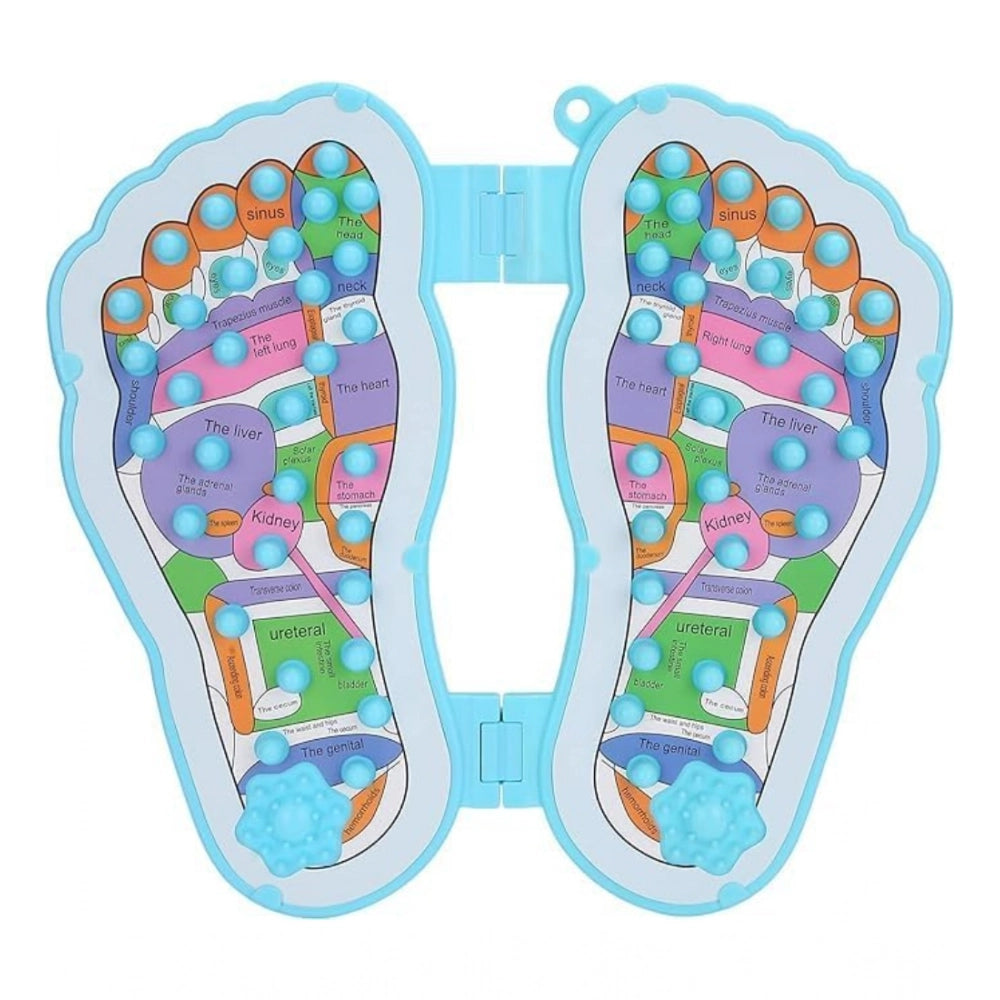 Blue plastic foot massager with 32 acupuncture points, for stress relief and health care