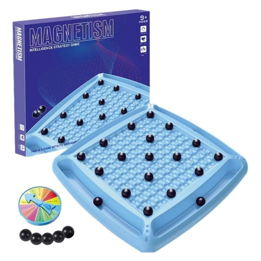 Blue plastic magnetic chess game set for family fun, multiplayer 20 pieces