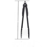 Steel kitchen serving salad tongs, black disposable utensils for BBQ and kitchen use