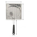 Steel white foldable grilling pan, stainless steel BBQ toaster on table (Silver)