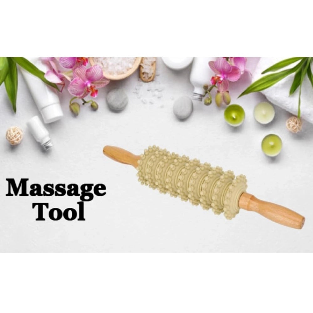 Wood massage roller for yoga, Gua Sha 9 wheel body slimmer, natural wood material