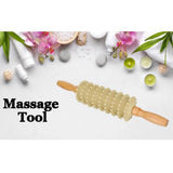 Wood massage roller for yoga, Gua Sha 9 wheel body slimmer, natural wood material