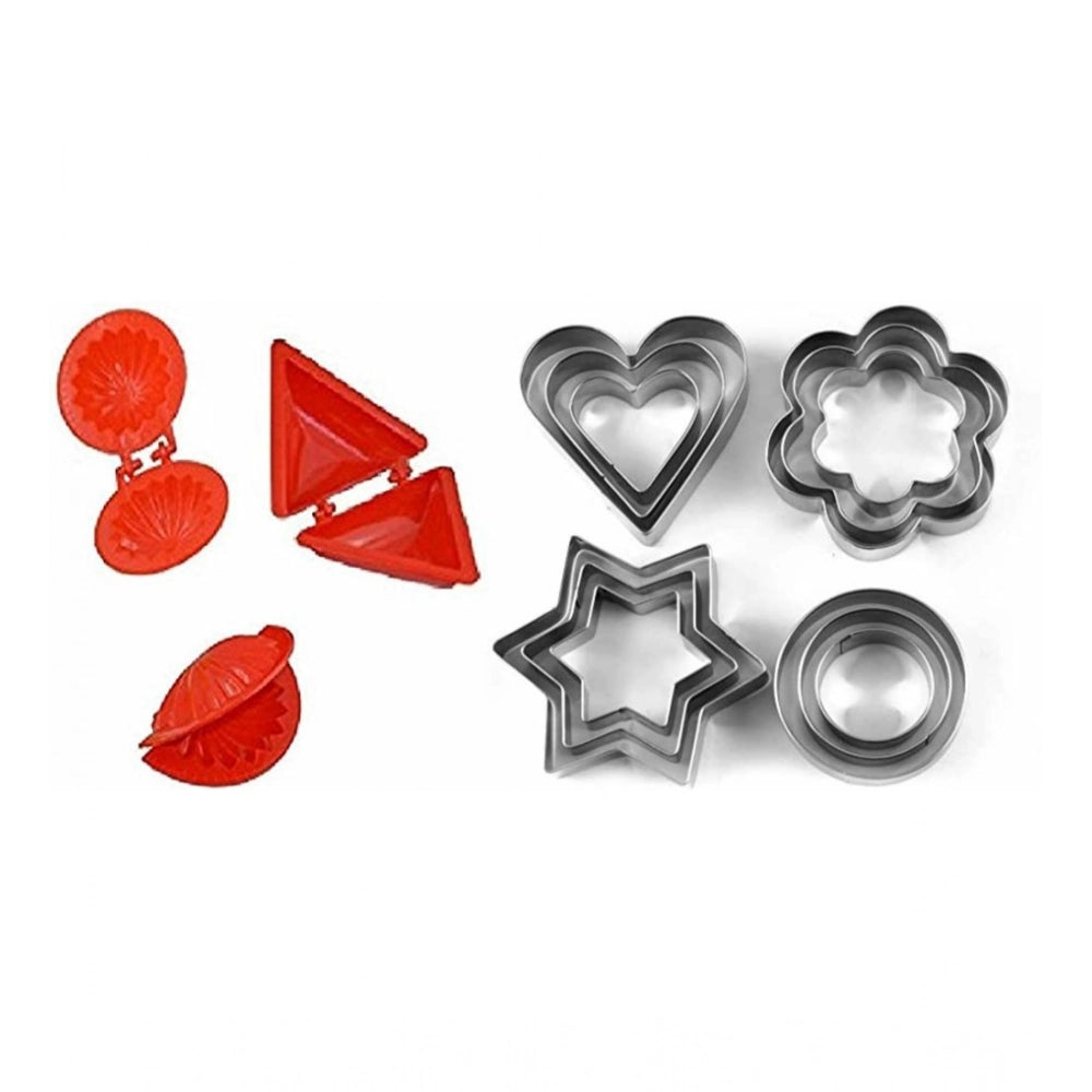 Multicolor steel & plastic cookie cutter set, 12 pieces for various shapes