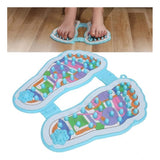 Blue plastic foot massager with 32 acupoints for stress relief, ideal for home healthcare