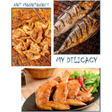 Silver steel roasting fish grilling basket for vegetables, folding handle clip