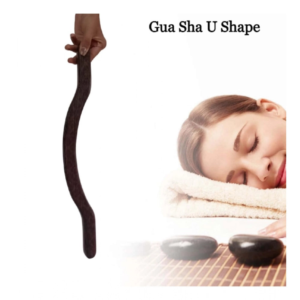 Brown wood U-shape massage tools for relaxation and pain relief, perfect for self-care rituals