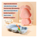 Multicolor silicon bunny children's plate tableware for custom baby feeding set