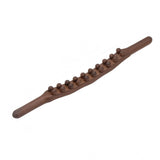 Brown wood Gua Sha therapy massager, double roll with 20 beads for facial and body treatment