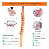 Wood double row Gua Sha massager for muscle relief, natural wood texture