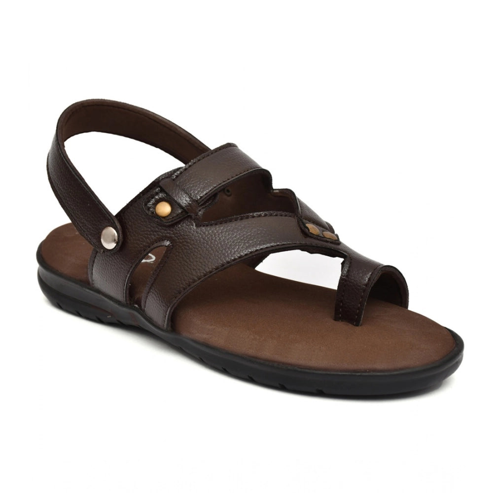 Men's Synthetic Solid Slip On Airmix Slipper (Brown)
