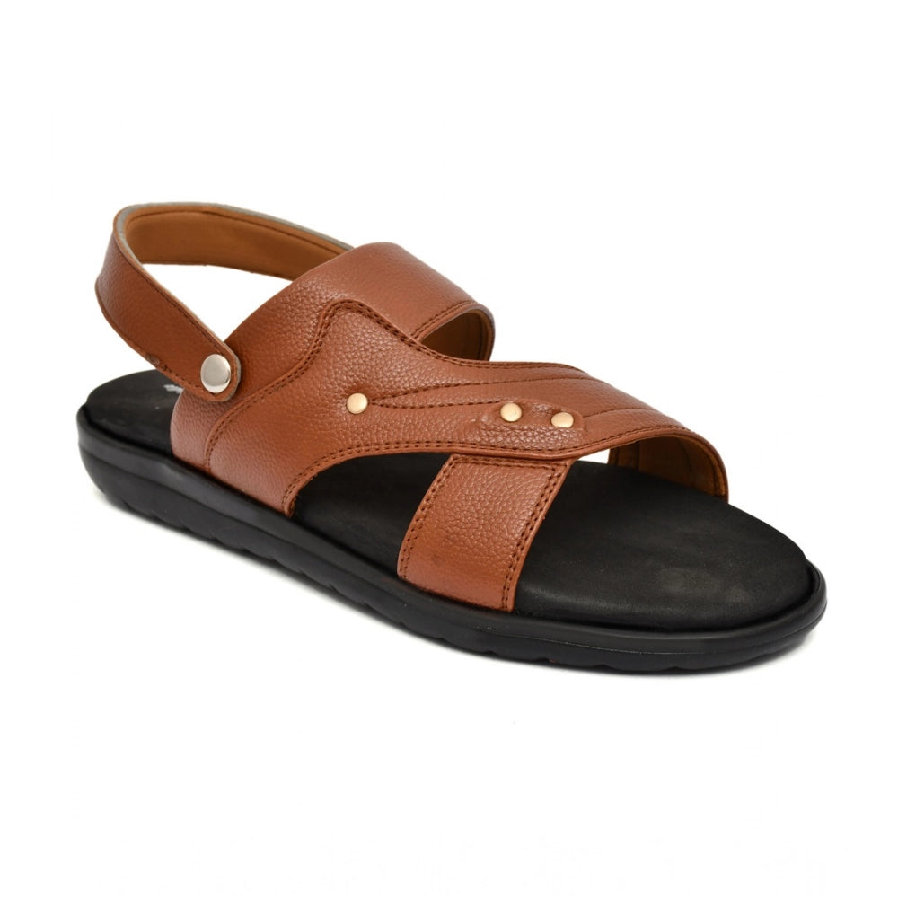 Men's Synthetic Solid Slip On Airmix Slipper (Tan)