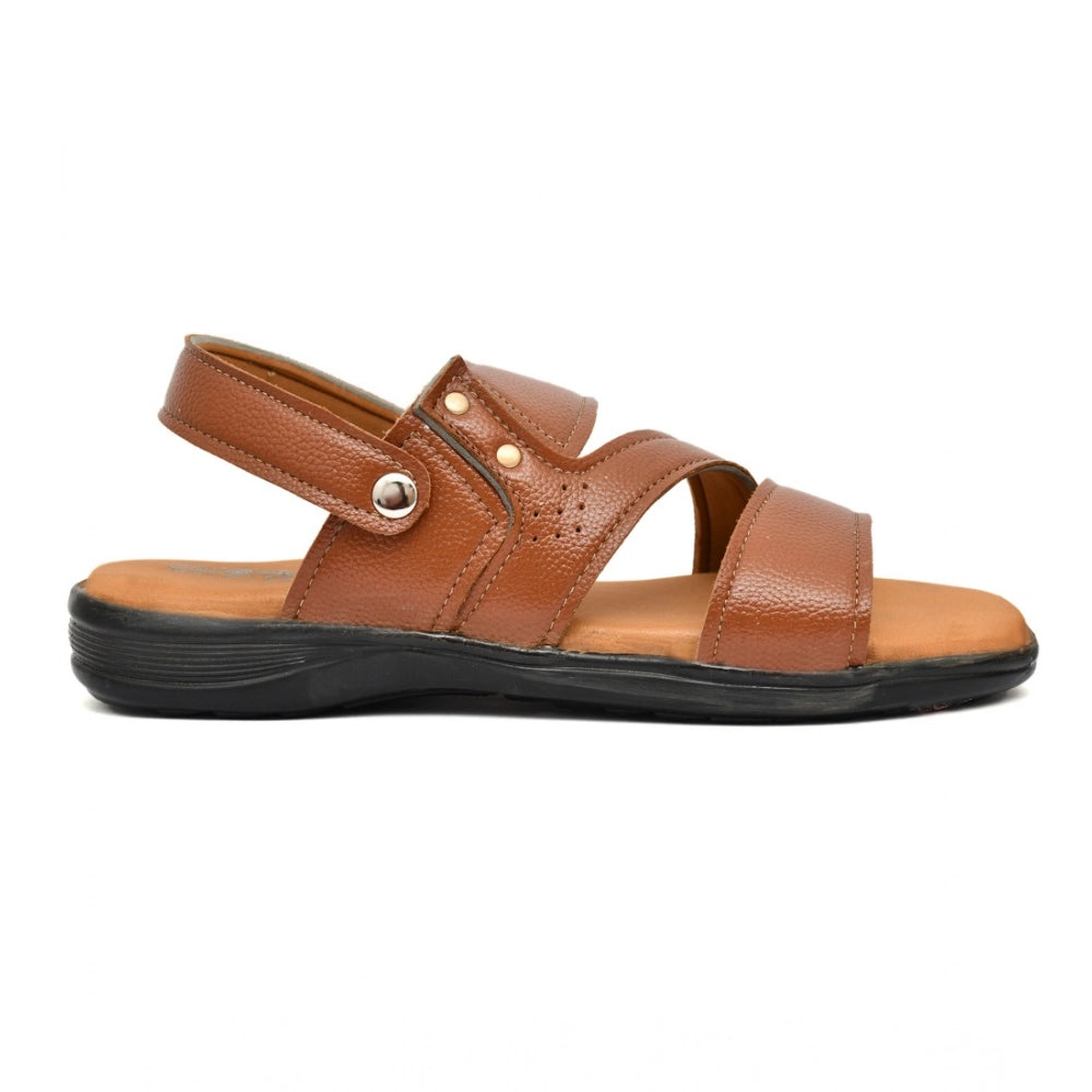 Men's Synthetic Solid Slip On Airmix Slipper (Tan)