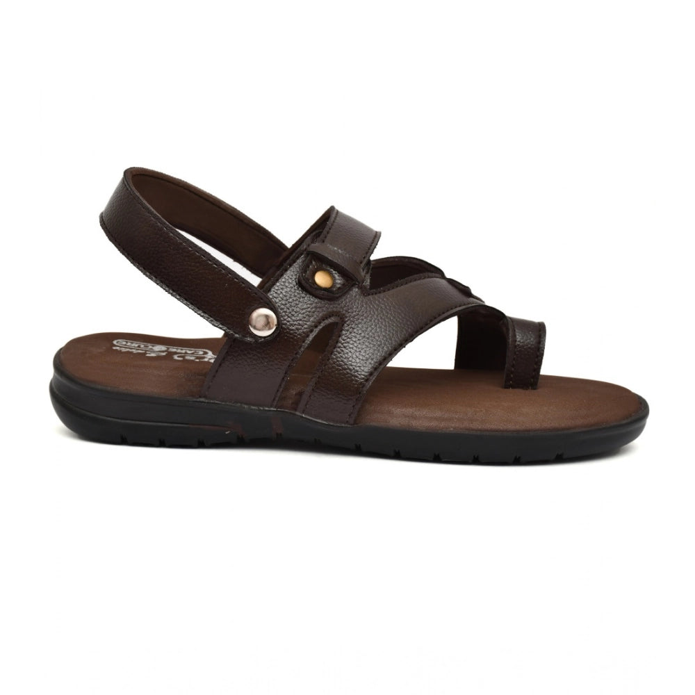 Men's Synthetic Solid Slip On Airmix Slipper (Brown)