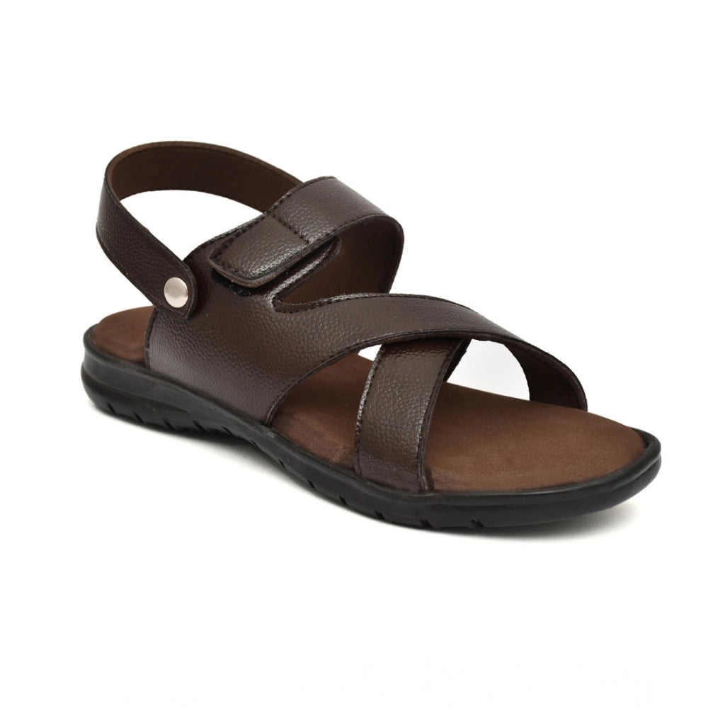Men's Synthetic Solid Slip On Airmix Slipper (Brown)